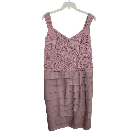 Adrianna Papell Plus Sz 22W Mauve Pink Tiered Ruffle Layered Cocktail Dress 2pc - Picture 6 of 13